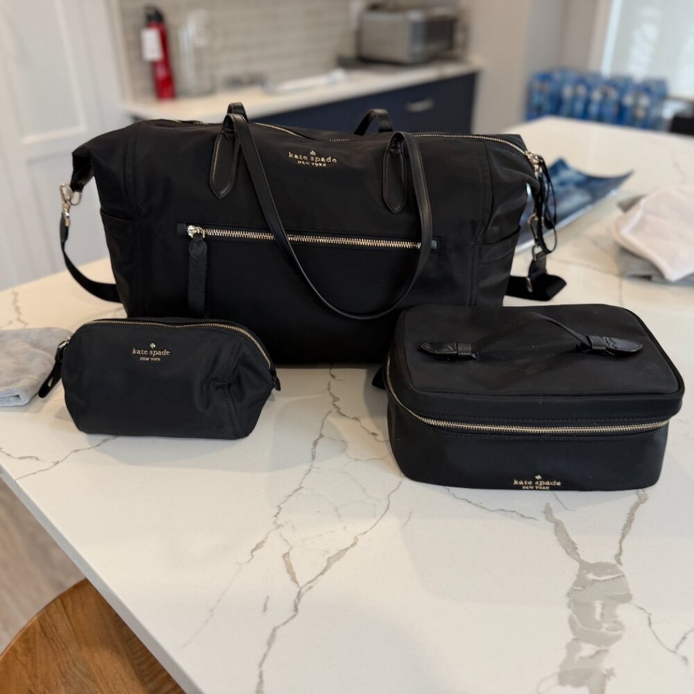 Kate Spade Chelsea weekender bag, black And Two Travel Makeup Cases Bundle - Picture 5 of 14